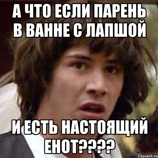 а что если парень в ванне с лапшой и есть настоящий енот???, Мем А что если (Киану Ривз)