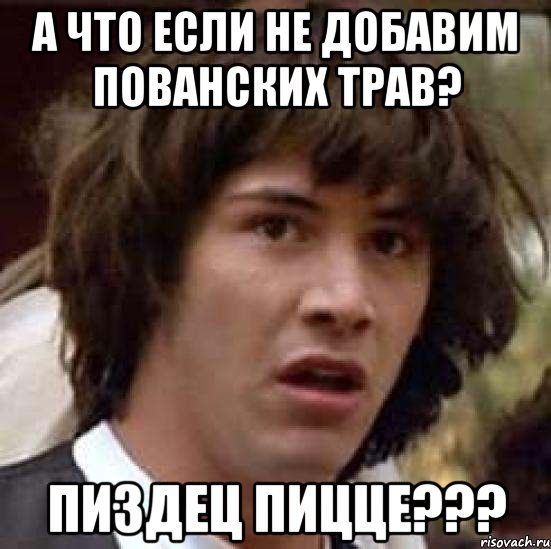 а что если не добавим пованских трав? пиздец пицце???, Мем А что если (Киану Ривз)