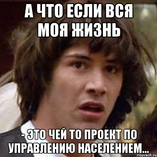 а что если вся моя жизнь - это чей то проект по управлению населением..., Мем А что если (Киану Ривз)