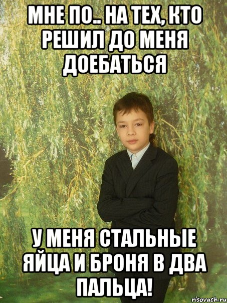 мне по.. на тех, кто решил до меня доебаться у меня стальные яйца и броня в два пальца!