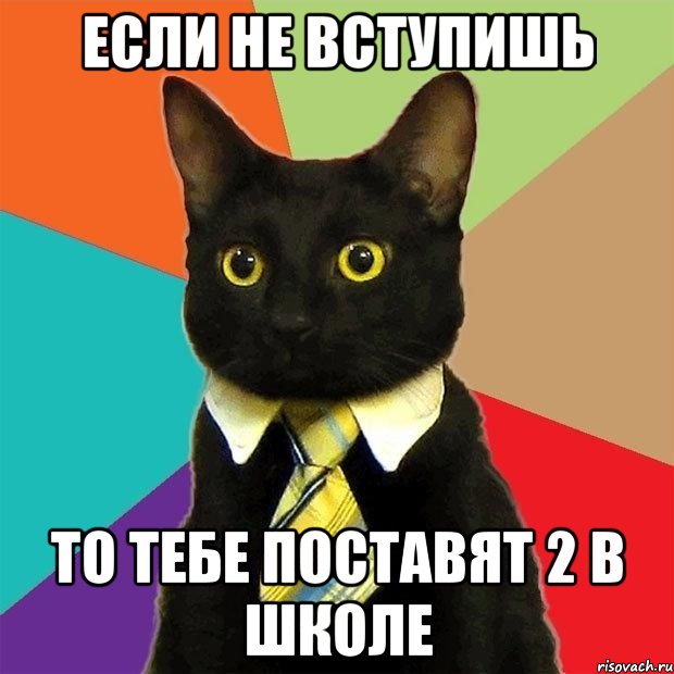 если не вступишь то тебе поставят 2 в школе, Мем  Кошечка