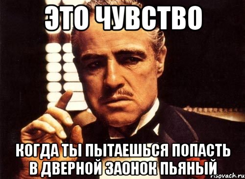 это чувство когда ты пытаешься попасть в дверной заонок пьяный, Мем крестный отец