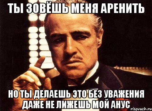 ты зовёшь меня аренить но ты делаешь это без уважения даже не лижешь мой анус, Мем крестный отец