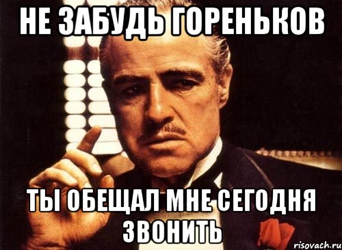 не забудь гореньков ты обещал мне сегодня звонить, Мем крестный отец