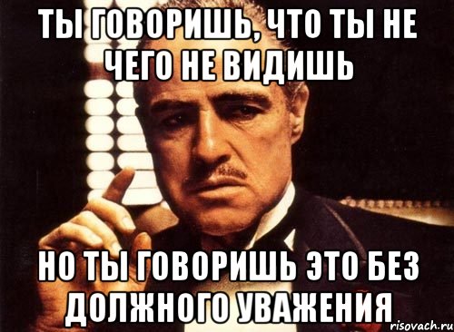 ты говоришь, что ты не чего не видишь но ты говоришь это без должного уважения, Мем крестный отец