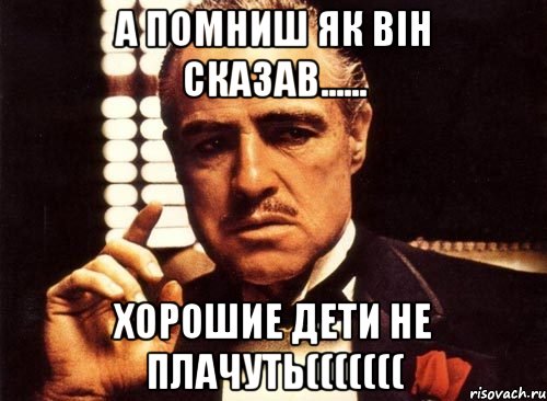 а помниш як він сказав...... хорошие дети не плачуть(((((((, Мем крестный отец