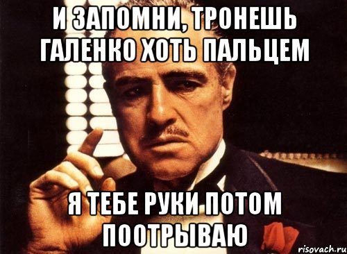 и запомни, тронешь галенко хоть пальцем я тебе руки потом поотрываю, Мем крестный отец