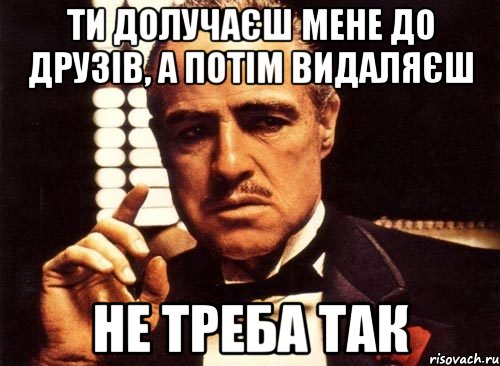 ти долучаєш мене до друзів, а потім видаляєш не треба так, Мем крестный отец