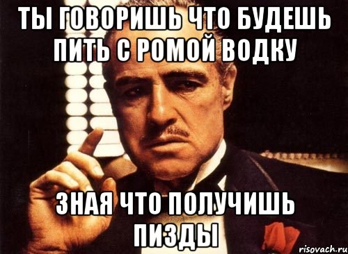 ты говоришь что будешь пить с ромой водку зная что получишь пизды, Мем крестный отец