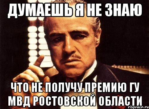 думаешь я не знаю что не получу премию гу мвд ростовской области, Мем крестный отец