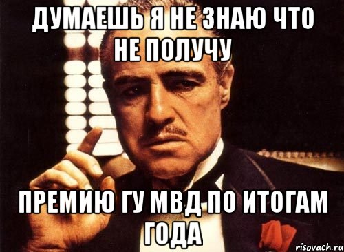 думаешь я не знаю что не получу премию гу мвд по итогам года, Мем крестный отец