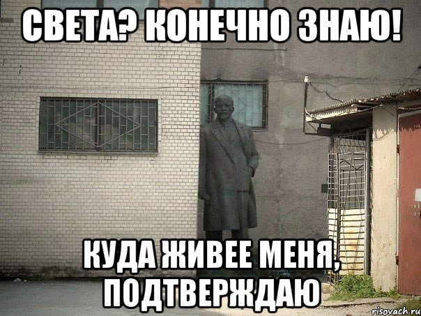 света? конечно знаю! куда живее меня, подтверждаю, Мем  Ленин за углом (пс, парень)