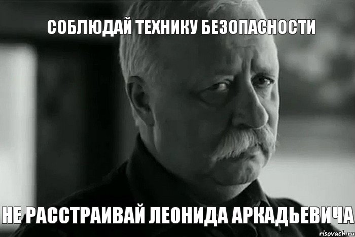 Соблюдай технику безопасности не расстраивай Леонида Аркадьевича, Мем Не расстраивай Леонида Аркадьевича