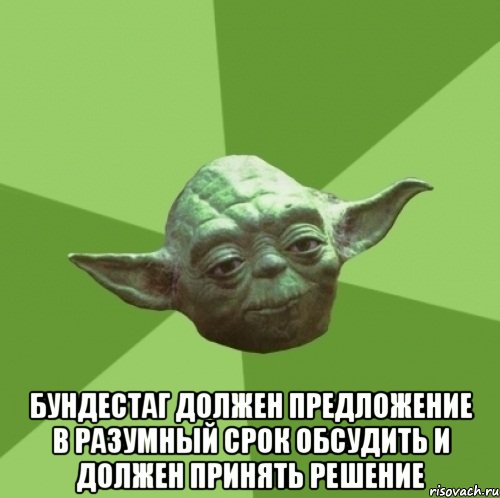  бундестаг должен предложение в разумный срок обсудить и должен принять решение, Мем Мастер Йода