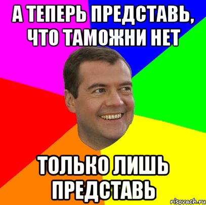 а теперь представь, что таможни нет только лишь представь, Мем  Медведев advice