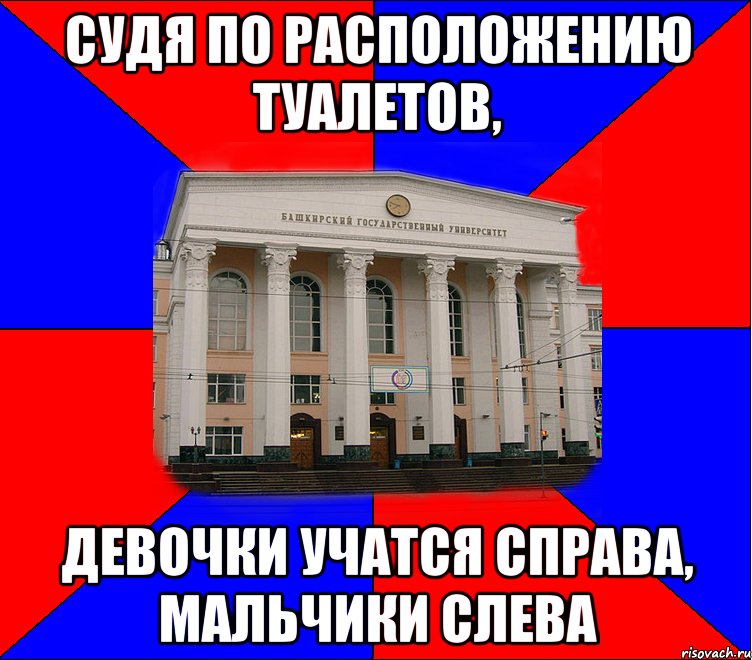 судя по расположению туалетов, девочки учатся справа, мальчики слева