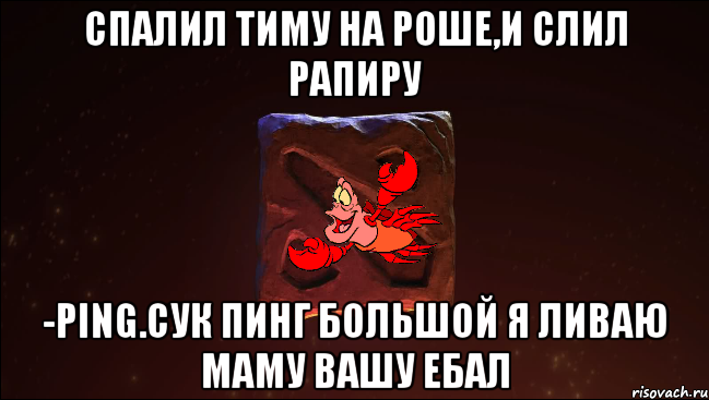 спалил тиму на роше,и слил рапиру -ping.сук пинг большой я ливаю маму вашу ебал