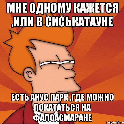 мне одному кажется ,или в сиськатауне есть анус парк ,где можно покататься на фалоасмаране, Мем Мне кажется или (Фрай Футурама)