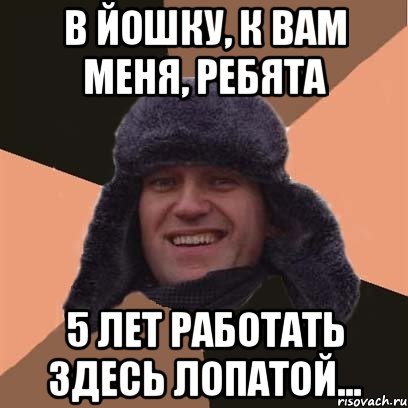 в йошку, к вам меня, ребята 5 лет работать здесь лопатой..., Мем навальный