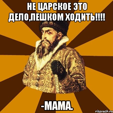 не царское это дело,пешком ходить!!! -мама.