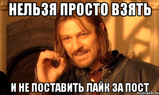 нельзя просто взять и не поставить лайк за пост, Мем Нельзя просто так взять и (Боромир мем)