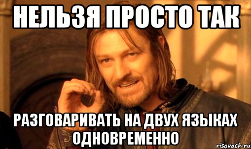 нельзя просто так разговаривать на двух языках одновременно, Мем Нельзя просто так взять и (Боромир мем)