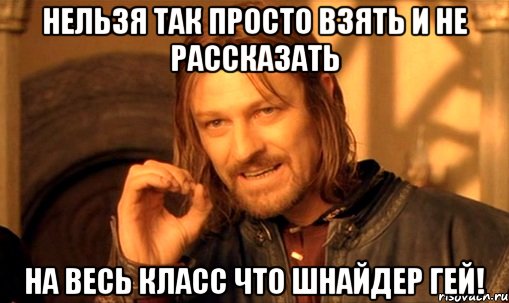 нельзя так просто взять и не рассказать на весь класс что шнайдер гей!, Мем Нельзя просто так взять и (Боромир мем)