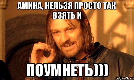 амина, нельзя просто так взять и поумнеть))), Мем Нельзя просто так взять и (Боромир мем)