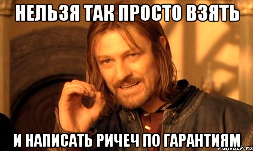 нельзя так просто взять и написать ричеч по гарантиям, Мем Нельзя просто так взять и (Боромир мем)