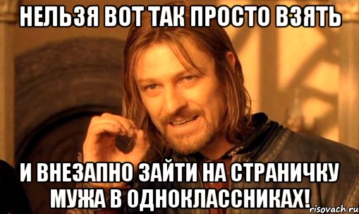 нельзя вот так просто взять и внезапно зайти на страничку мужа в одноклассниках!, Мем Нельзя просто так взять и (Боромир мем)