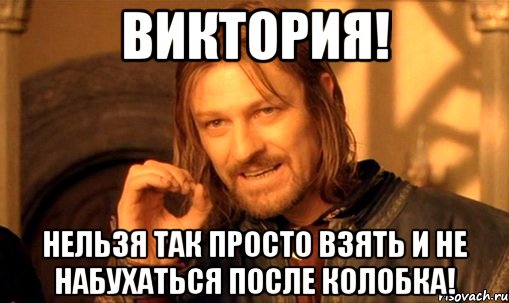 виктория! нельзя так просто взять и не набухаться после колобка!, Мем Нельзя просто так взять и (Боромир мем)