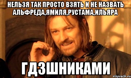 нельзя так просто взять и не назвать альфреда,ямиля,рустама,ильяра гдзшниками, Мем Нельзя просто так взять и (Боромир мем)