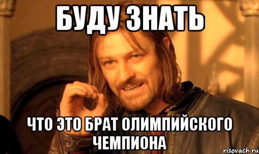 буду знать что это брат олимпийского чемпиона, Мем Нельзя просто так взять и (Боромир мем)