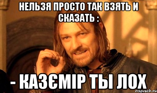 нельзя просто так взять и сказать : - казємір ты лох, Мем Нельзя просто так взять и (Боромир мем)