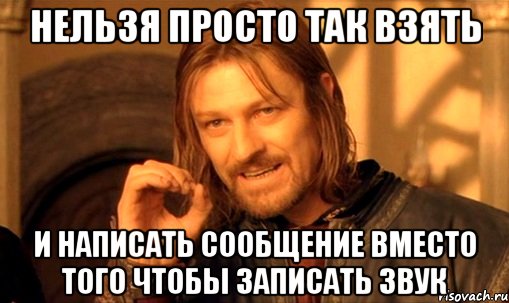 нельзя просто так взять и написать сообщение вместо того чтобы записать звук, Мем Нельзя просто так взять и (Боромир мем)