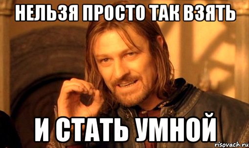 нельзя просто так взять и стать умной, Мем Нельзя просто так взять и (Боромир мем)