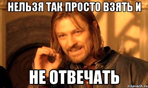 нельзя так просто взять и не отвечать, Мем Нельзя просто так взять и (Боромир мем)