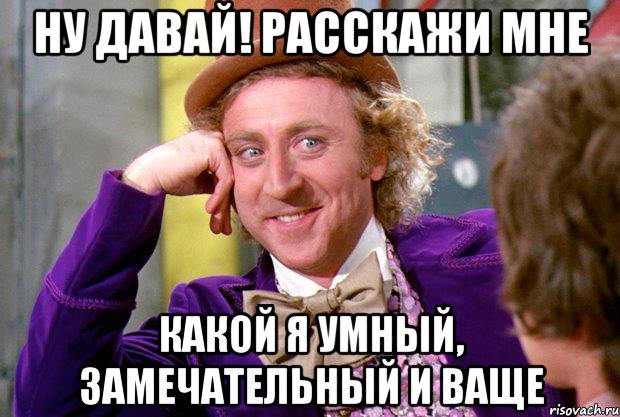 ну давай! расскажи мне какой я умный, замечательный и ваще, Мем Ну давай расскажи (Вилли Вонка)