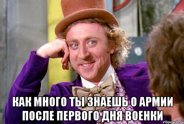  как много ты знаешь о армии после первого дня военки, Мем Ну давай расскажи (Вилли Вонка)