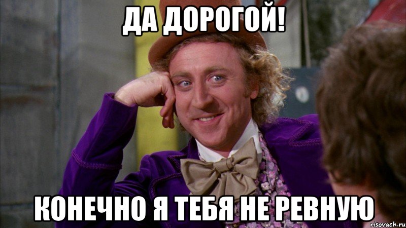 да дорогой! конечно я тебя не ревную, Мем Ну давай расскажи (Вилли Вонка)