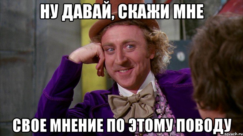 ну давай, скажи мне свое мнение по этому поводу