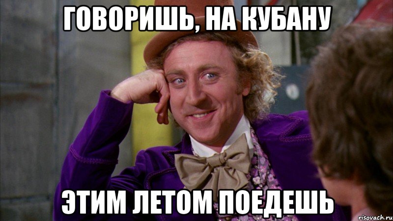 говоришь, на кубану этим летом поедешь, Мем Ну давай расскажи (Вилли Вонка)