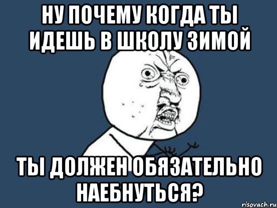 ну почему когда ты идешь в школу зимой ты должен обязательно наебнуться?, Мем Ну почему