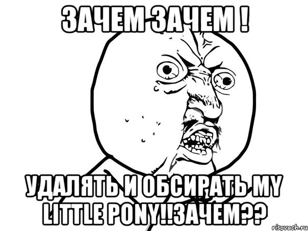 зачем зачем ! удалять и обсирать my little pony!!зачем??, Мем Ну почему (белый фон)