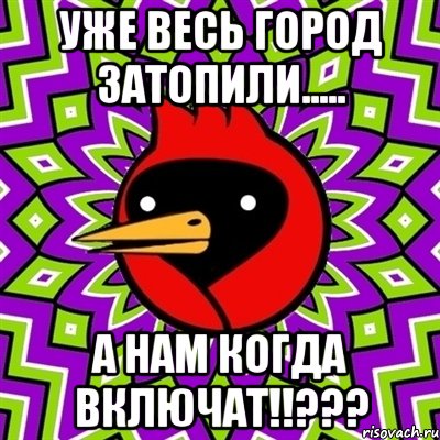 уже весь город затопили..... а нам когда включат!!???, Мем Омская птица