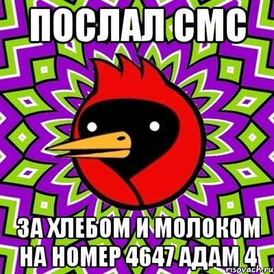 послал смс за хлебом и молоком на номер 4647 адам 4, Мем Омская птица