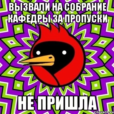 вызвали на собрание кафедры за пропуски не пришла, Мем Омская птица