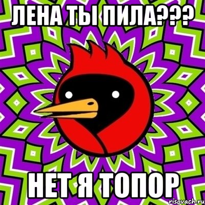 лена ты пила??? нет я топор, Мем Омская птица