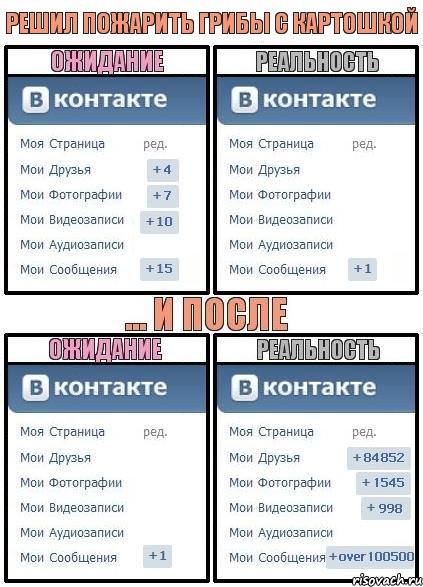 Решил пожарить грибы с картошкой, Комикс  Ожидание реальность 2