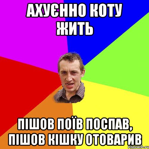 ахуєнно коту жить пішов поїв поспав, пішов кішку отоварив, Мем Чоткий паца